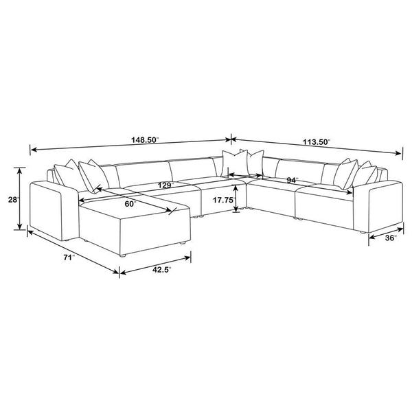 Freddie 7-piece Upholstered Modular Sectional Sofa Pearl - 551641-SET