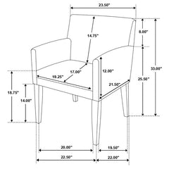 Catherine Upholstered Dining Arm Chair Charcoal Grey and Black (Set of 2) - 106252
