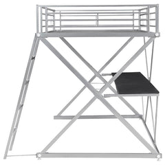 Hyde Metal Full Workstation Loft Bed Silver - 400034F