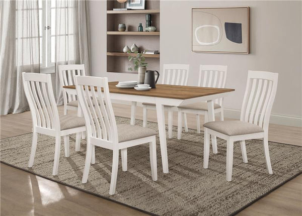 Nogales 7-piece Rectangular Dining Table Set Natural Acacia and Off White - 122301-S7