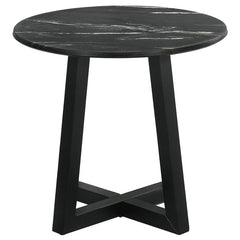 Skylark Round Marble-like SmartTop Side End Table Black - 707847