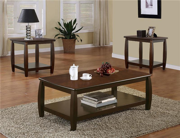 Dixon 3-piece Rectangular Wood Coffee Table Set Espresso - 701078-S3