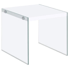 Opal Square Glass Frame Side End Table White High Gloss - 704147