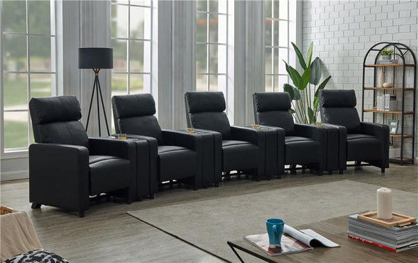 Toohey Upholstered Tufted Recliner Living Room Set Black - 600181-S5A
