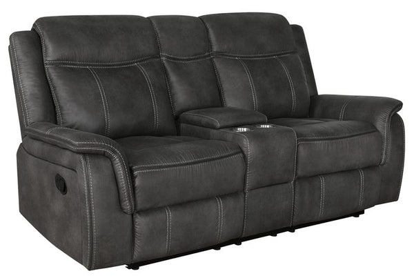 Lawrence Upholstered Padded Arm Reclining Loveseat Charcoal - 603505