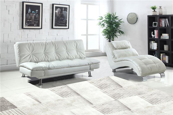 Dilleston Faux Leather Upholstered Tufted Chaise White - 550078
