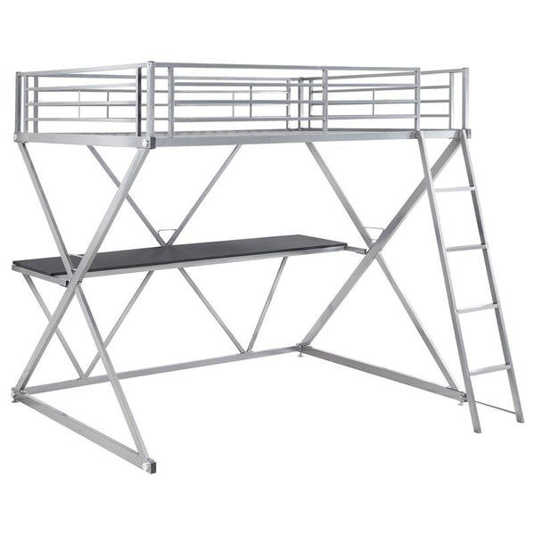 Hyde Metal Full Workstation Loft Bed Silver - 400034F
