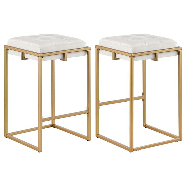Nadia Square Padded Seat Counter Height Stool (Set of 2) Beige and Gold - 183645
