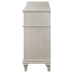 Evangeline 4-drawer Sideboard Server with Faux Diamond Trim Silver Oak - 107555