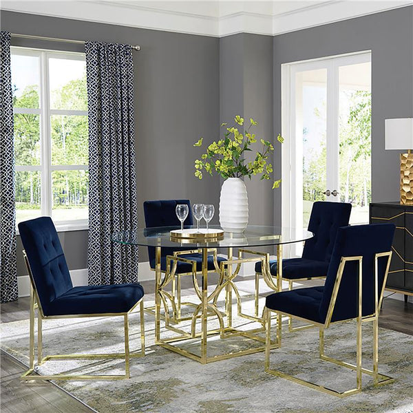 Starlight Round Glass Top Dining Table Clear and Brass - 192641BG