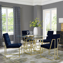 Starlight Round Glass Top Dining Table Clear and Brass - 192641BG