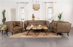 Thatcher Upholstered Tuxedo Arm Tufted Sofa Brown - 509421