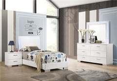 Felicity 4-piece Twin Bedroom Set White High Gloss - 203500T-S4L