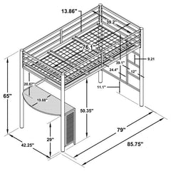 Fisher Twin Workstation Loft Bed Gunmetal - 460229