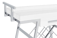 Kinney 2-tier Bar Cart with Storage Drawer White High Gloss and Chrome - 181024