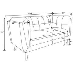 Thatcher 2-piece Upholstered Tuxedo Arm Sofa Set Brown - 509421-S2