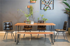 Sherman Rectangular Dining Table Natural Acacia and Matte Black - 190911