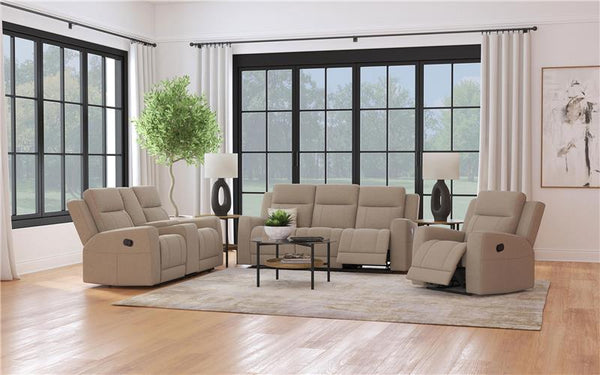 Brentwood 3-piece Upholstered Reclining Sofa Set Taupe - 610281-S3