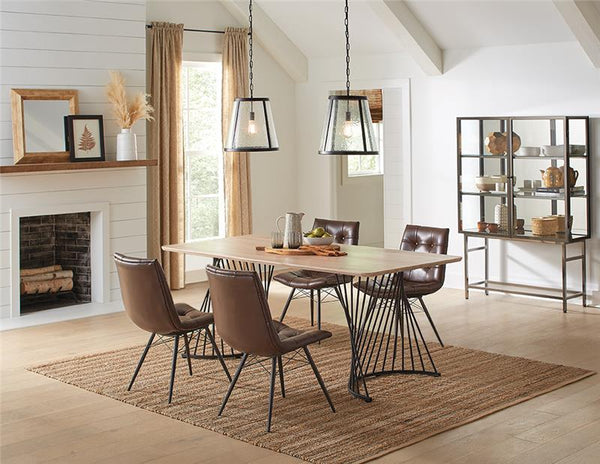 Altus Swirl Base Dining Table Natural Oak and Gunmetal - 193531