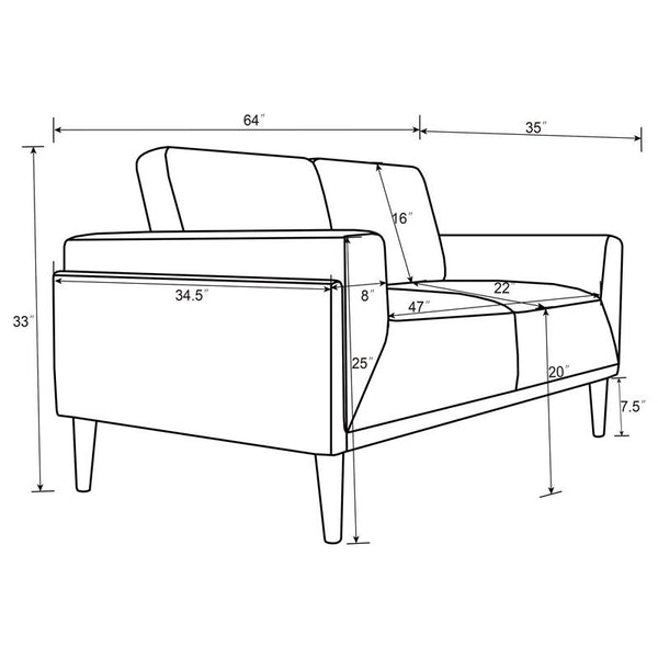Rilynn 2-piece Upholstered Track Arm Sofa Set Brown - 509521-S2