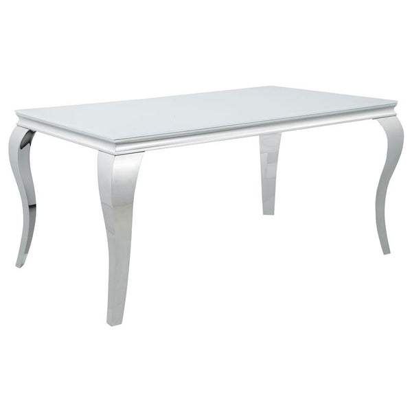 Carone Rectangular Glass Top Dining Table White and Chrome - 115091