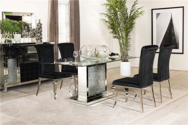 Marilyn 5-piece Rectangular Dining Set Mirror and Black - 115571N-S5