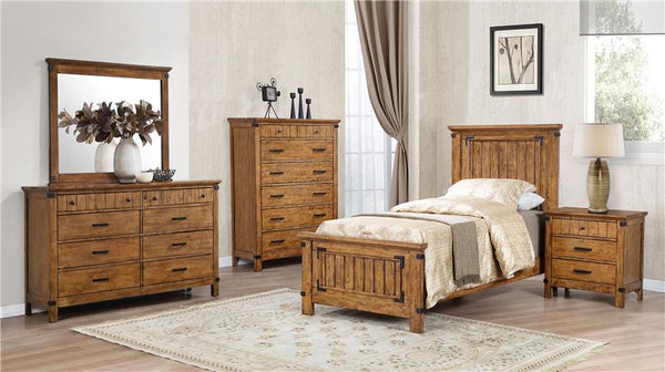 Brenner Wood Twin Panel Bed Rustic Honey - 205261T