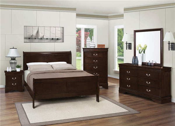 Louis Philippe Wood Full Sleigh Bed Cappuccino - 202411F
