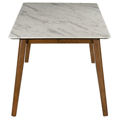Everett 5-piece Faux Marble Top Dining Table Natural Walnut and Grey - 192761-S5