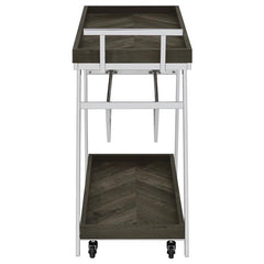 Kinney 2-tier Bar Cart with Storage Drawer Rustic Grey and Chrome - 181025
