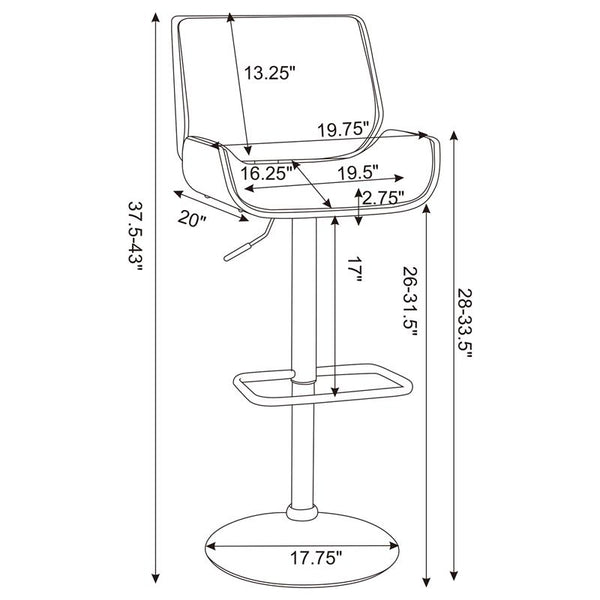 Folsom Upholstered Adjustable Bar Stool Ecru and Chrome - 130503