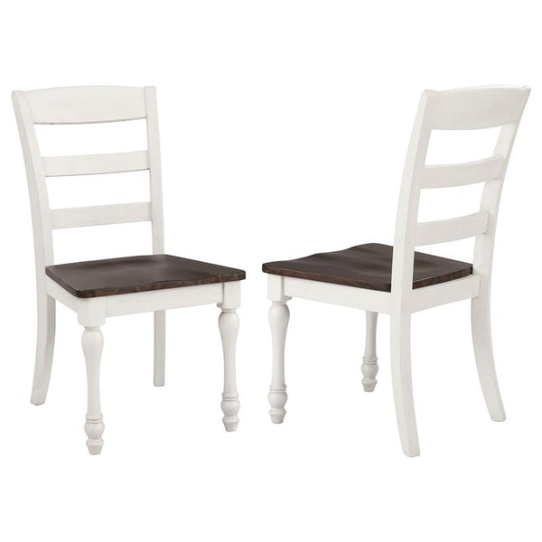 Madelyn Ladder Back Side Chairs Dark Cocoa and Coastal White (Set of 2) - 110382