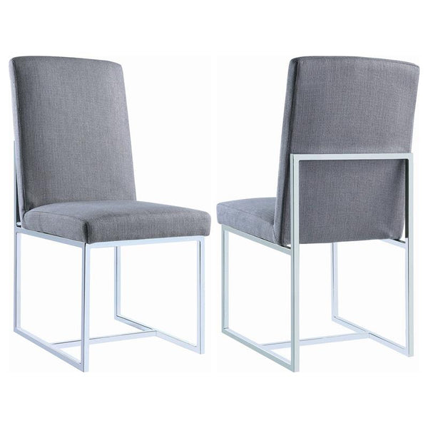 Mackinnon Upholstered Side Chairs Grey and Chrome (Set of 2) - 107143