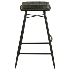 Bayu Leather Upholstered Saddle Seat Backless Bar Stool Antique Espresso and Black (Set of 2) - 109259