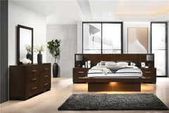 Jessica 5-piece California King LED Bedroom Set Cappuccino - 200711KW-S5P