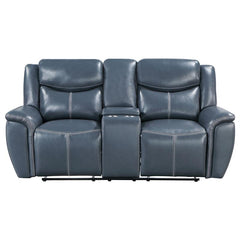 Sloane 2-piece Upholstered Reclining Sofa Set Blue - 610271-S2