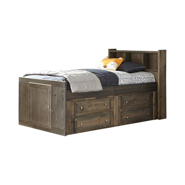 Wrangle Hill Wood Twin Storage Bookcase Bed Gunsmoke - 400839T