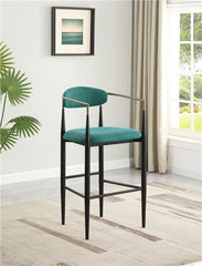 Tina Metal Pub Height Bar Stool with Upholstered Back and Seat Green (Set of 2) - 121188