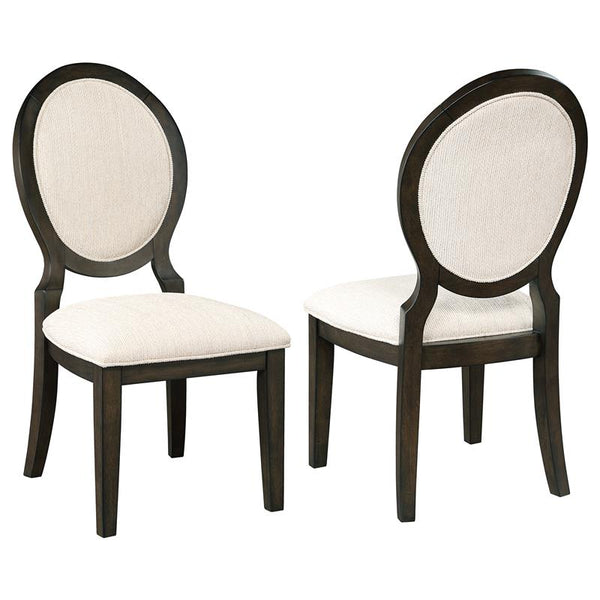 Twyla Upholstered Oval Back Dining Side Chairs Cream and Dark Cocoa (Set of 2) - 115102