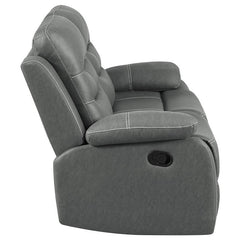 Nova Upholstered Padded Arm Reclining Loveseat Dark Grey - 602532