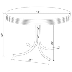 Retro 5-piece Round Dining Table Set White and Red - 2388-S5R