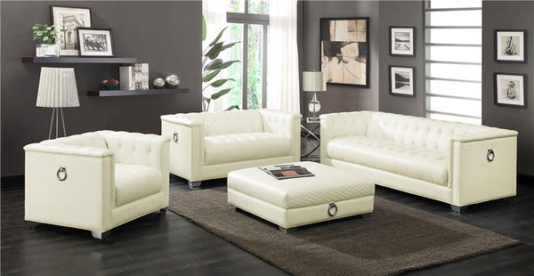 Chaviano 4-piece Upholstered Track Arm Sofa Set Pearl White - 505391-S4