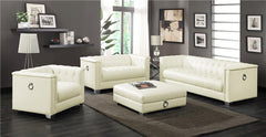 Chaviano Upholstered Track Arm Sofa Pearl White - 505391