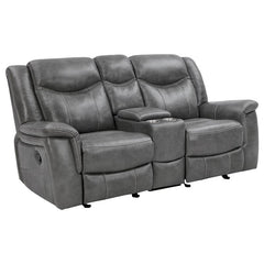 Conrad 2-piece Upholstered Padded Arm Motion Sofa Set Grey - 650354-S2