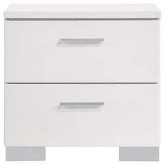 Felicity 5-piece Eastern King Bedroom Set White High Gloss - 203501KE-S5