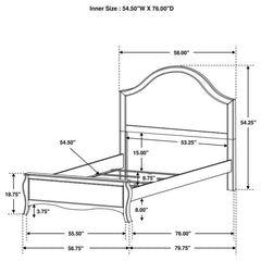 Dominique Wood Full Panel Bed Cream White - 400561F