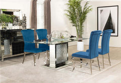 Marilyn 5-piece Rectangular Dining Set Mirror and Teal - 115571N-S5T