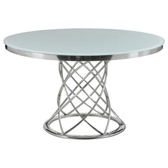 Irene 5-piece Round Glass Top Dining Set White and Chrome - 110401-S5