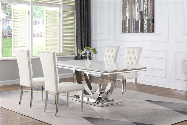 Kerwin 5-piece Dining Room Set White and Chrome - 111101-S5W