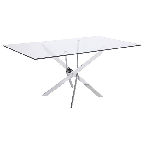 Carmelo X-shaped Dining Table Chrome and Clear - 107931